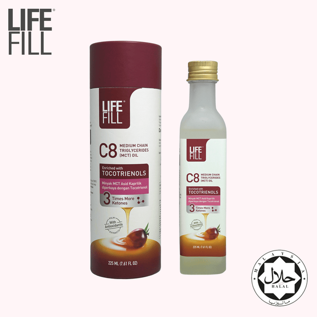 LifeFill C8 Tocotrienols | 3x more ketones | Contains Anti-oxidant properties | Fat burning fuel | Suitable for Keto Diet | Free Shipping