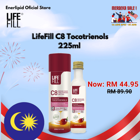 LifeFill C8 Tocotrienols | 3x more ketones | Contains Anti-oxidant properties | Fat burning fuel | Suitable for Keto Diet | Free Shipping