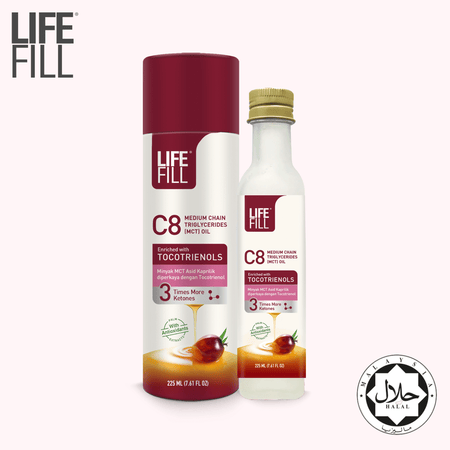 LifeFill C8 Tocotrienols | 3x more ketones | Contains Anti-oxidant properties | Fat burning fuel | Suitable for Keto Diet | Free Shipping